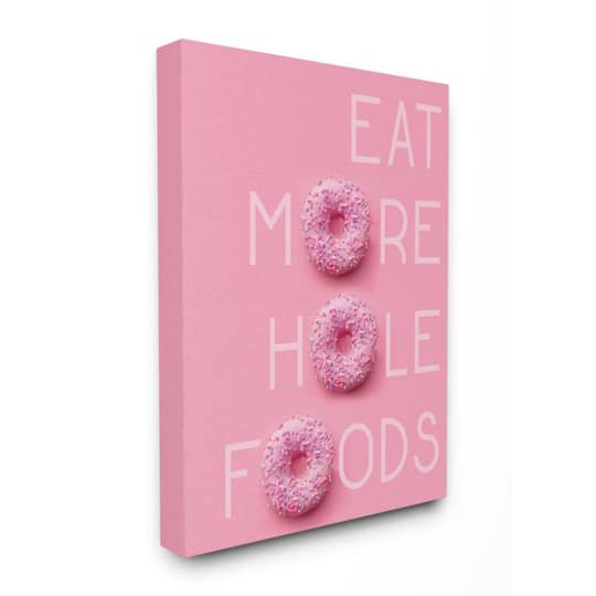 Stupell Industries Pink Eat More Hole Foods Donut Canvas Wall Accent